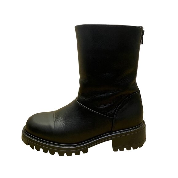 L.L. Bean Women’s Black Leather Back Zip Closure Lug Sole Mid-Calf Boots Size 7M - Picture 5 of 11